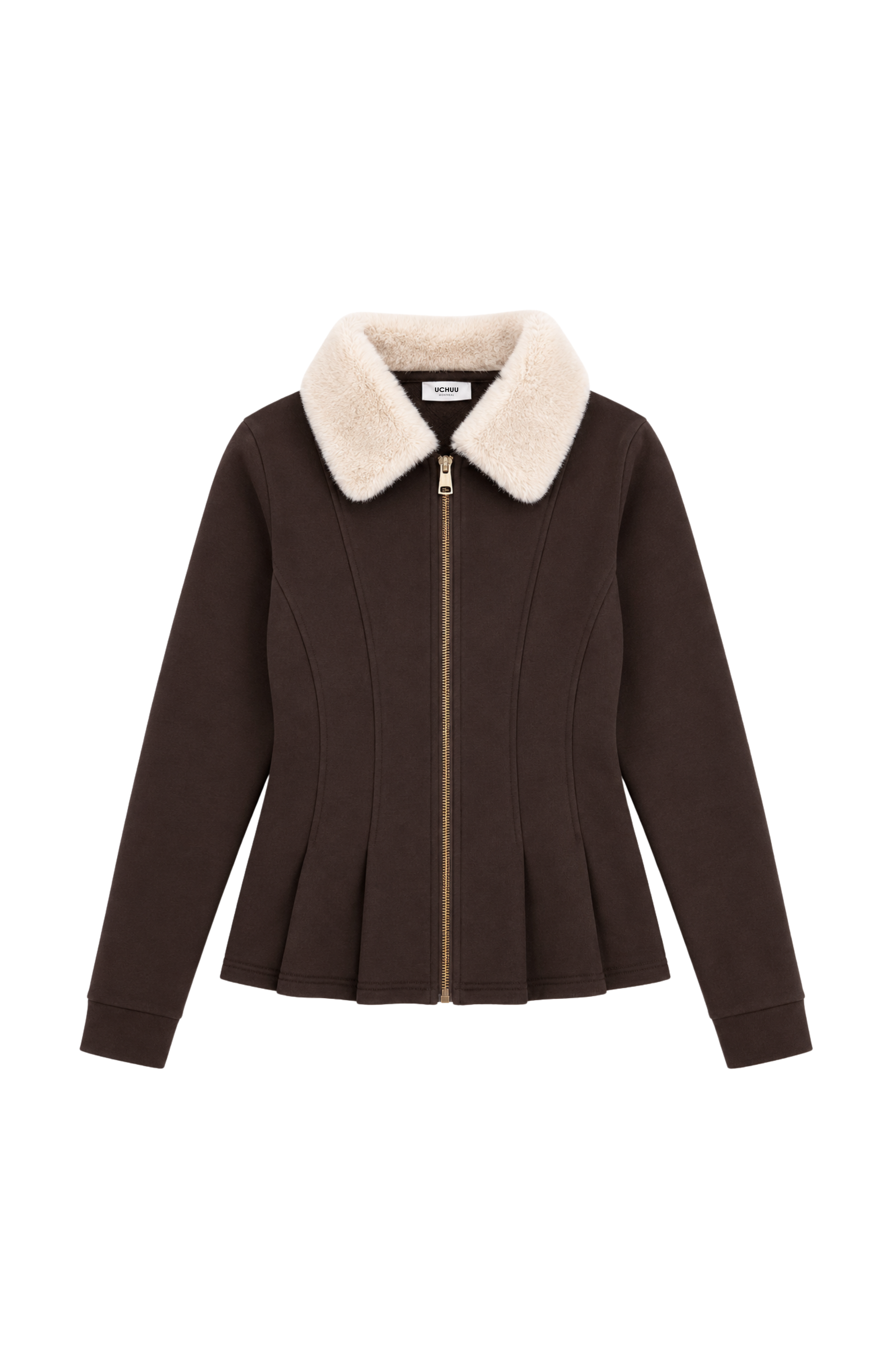Veste péplum col fourrure amovible - Coco