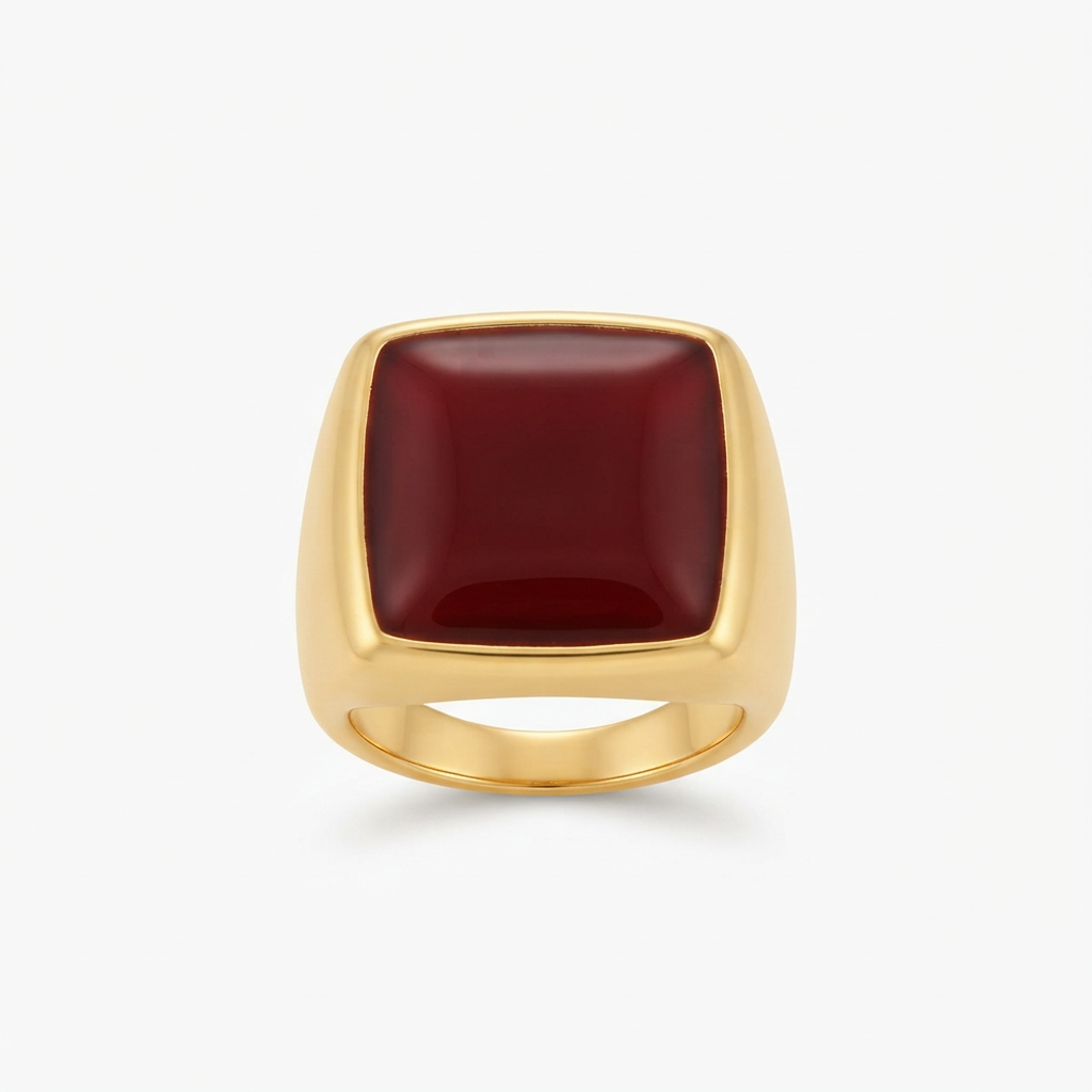 Square stone ring - Burgundy