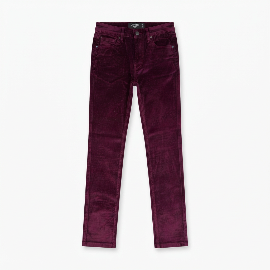 Pantalon en denim floqué -Wine