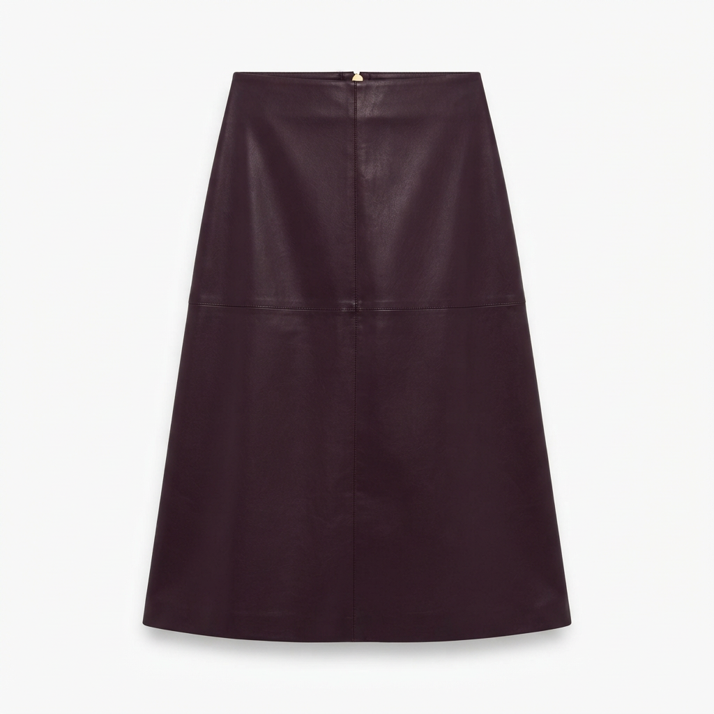 Faux leather midi skirt - Aubergine