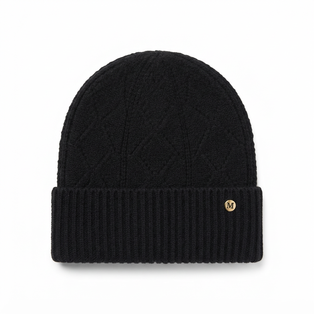 Tuque en maille pointelle- Noir