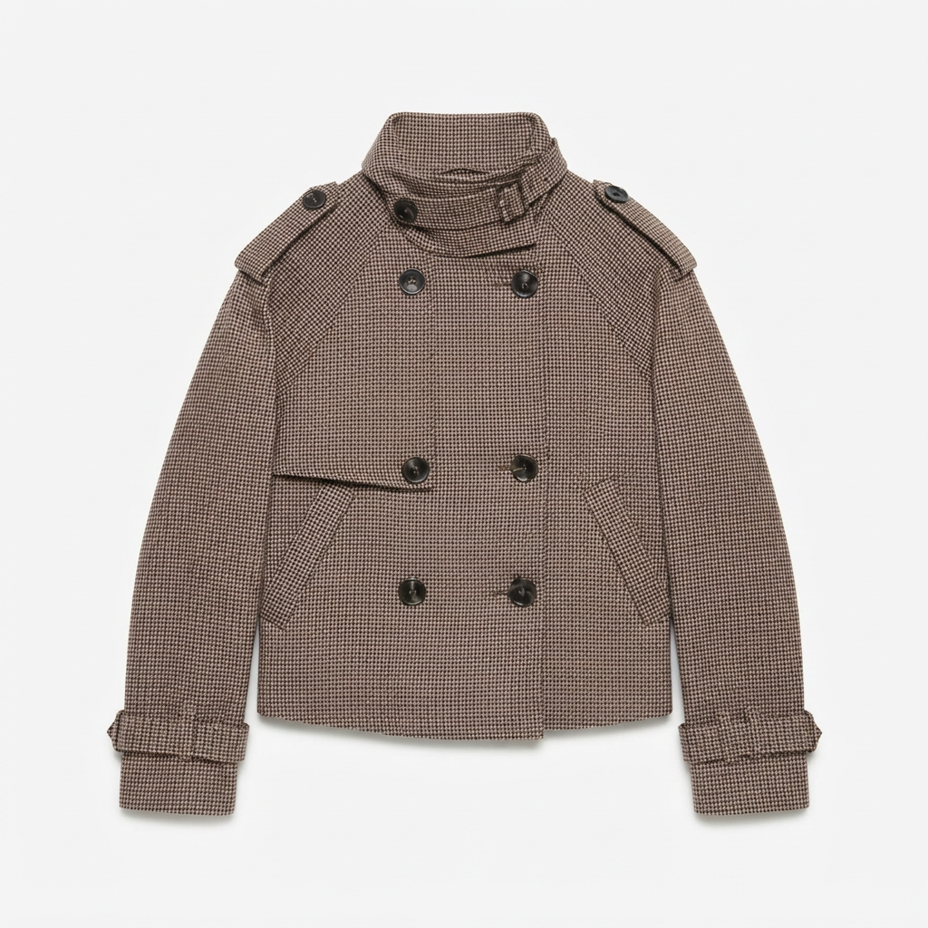 Houndstooth double-breasted cropped jacket
