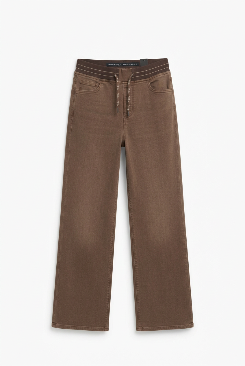 Wide-leg comfort trousers - sand